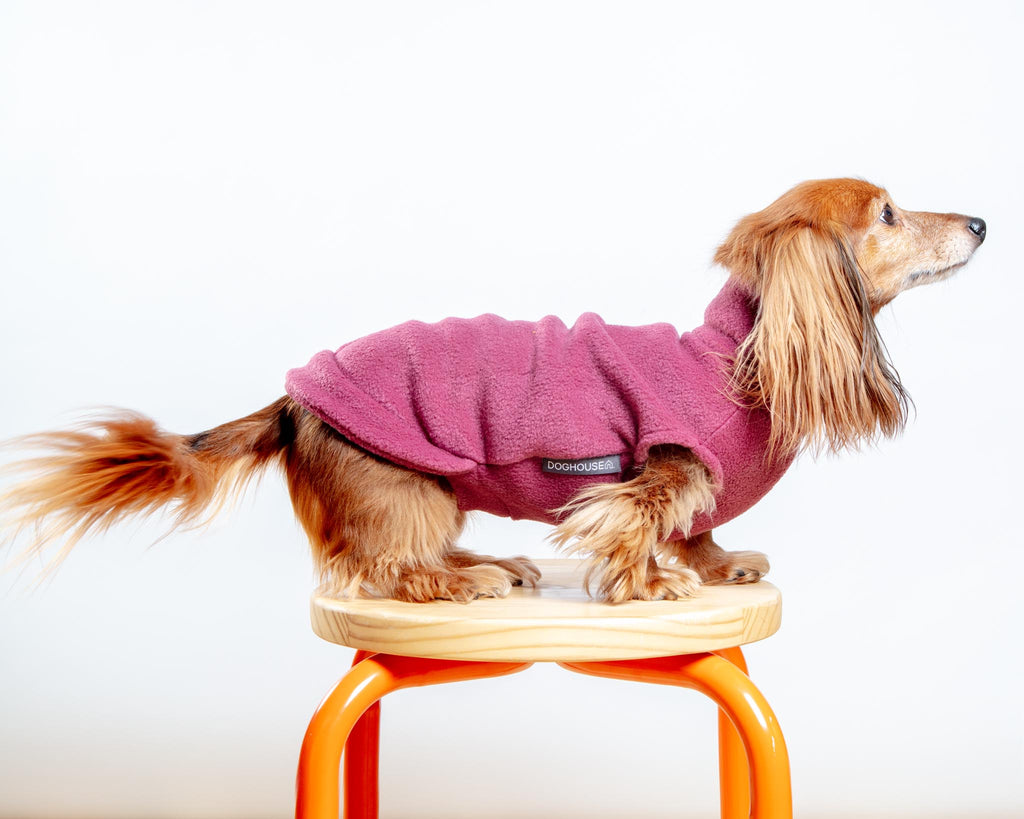 Dachshund Fleece Jumper in Dusty Rose (Made in the UK) Wear DOGHOUSE