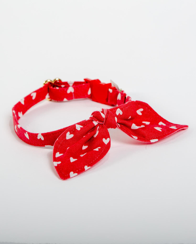 Red Hearts Cat Collar with Bunny Ears (Made in the USA) CAT WHISKERS CRAFTS