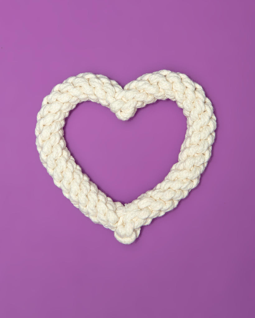 Natural White Heart Dog Rope Toy Play KNOTTY PAWS