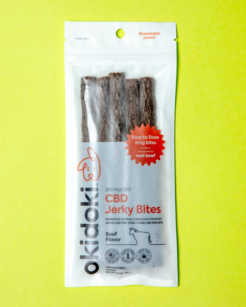 CBD Jerky Bites in Beef Flavor (200 mg Five Pack) (Made in the USA) EAT OKIDOKI PETS