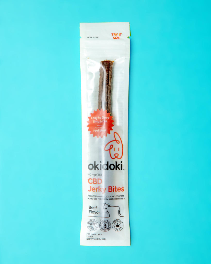 CBD Jerky Bites in Beef Flavor (40 mg) (Made in the USA) EAT OKIDOKI PETS