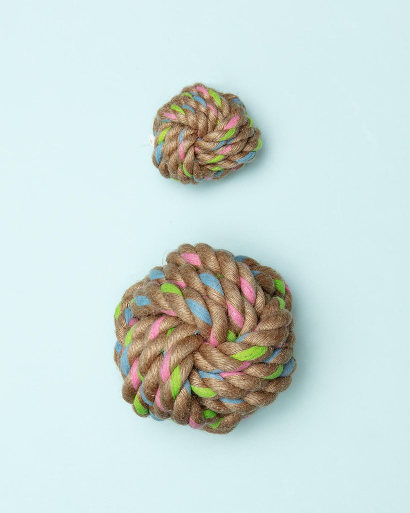 Natural Hemp Ball Rope Dog Toy Play KNOTTY PAWZ