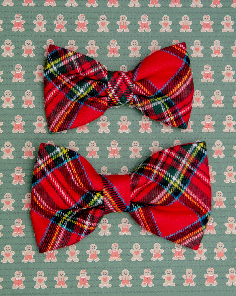 Tartan Plaid Flannel Dog Bow Tie WALK THE FOGGY DOG