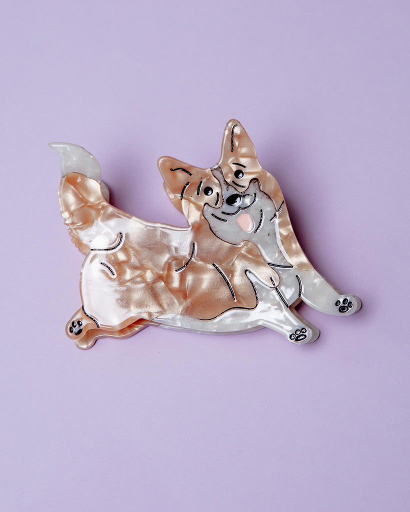 Hand Painted Corgi Hair Clip Human SOLAR ECLIPSE