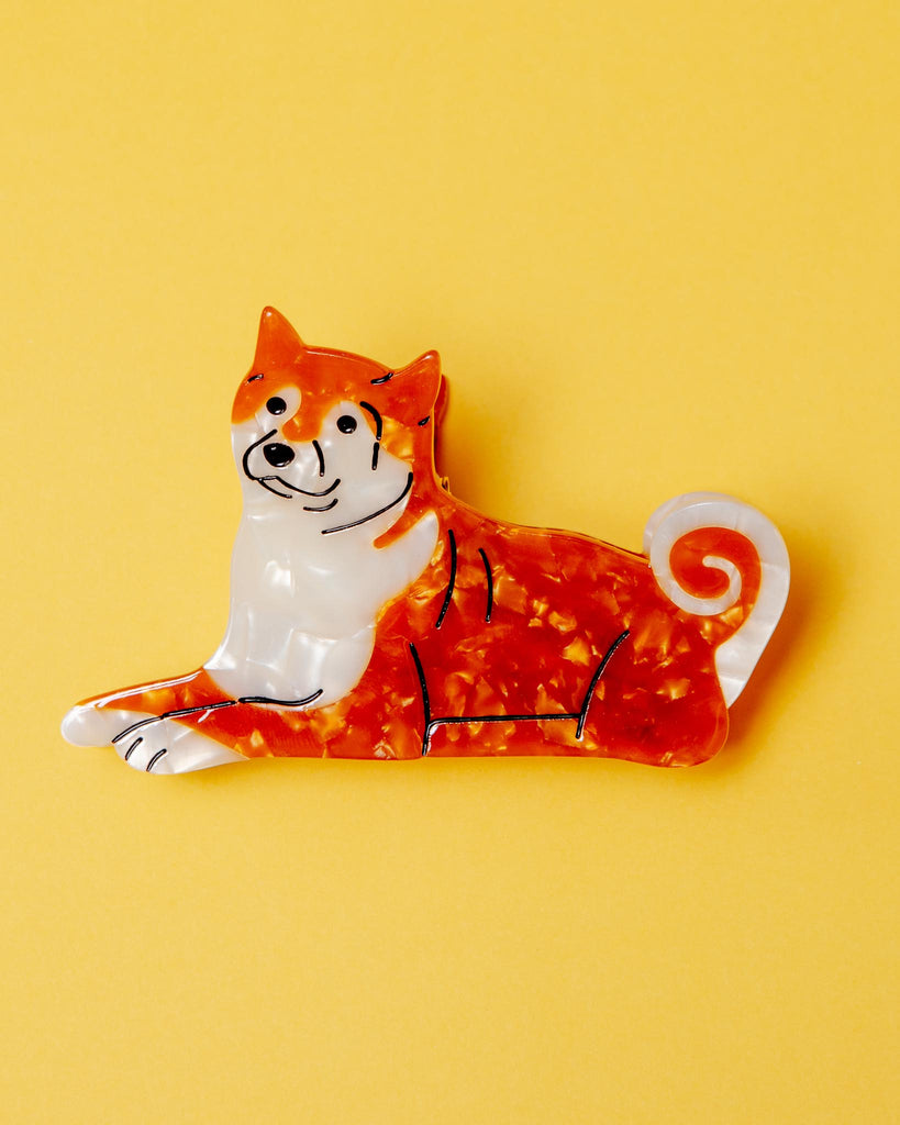 Hand Painted Shiba Inu Hair Clip Human SOLAR ECLIPSE