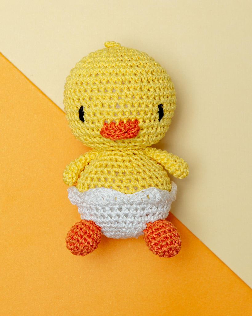 Hatch The Baby Duck Organic Cotton Knit Dog Toy PLAY KNIT KNACKS