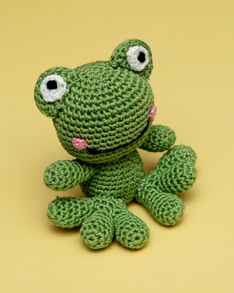 Fritz The Frog Organic Cotton Knit Dog Toy PLAY KNIT KNACKS