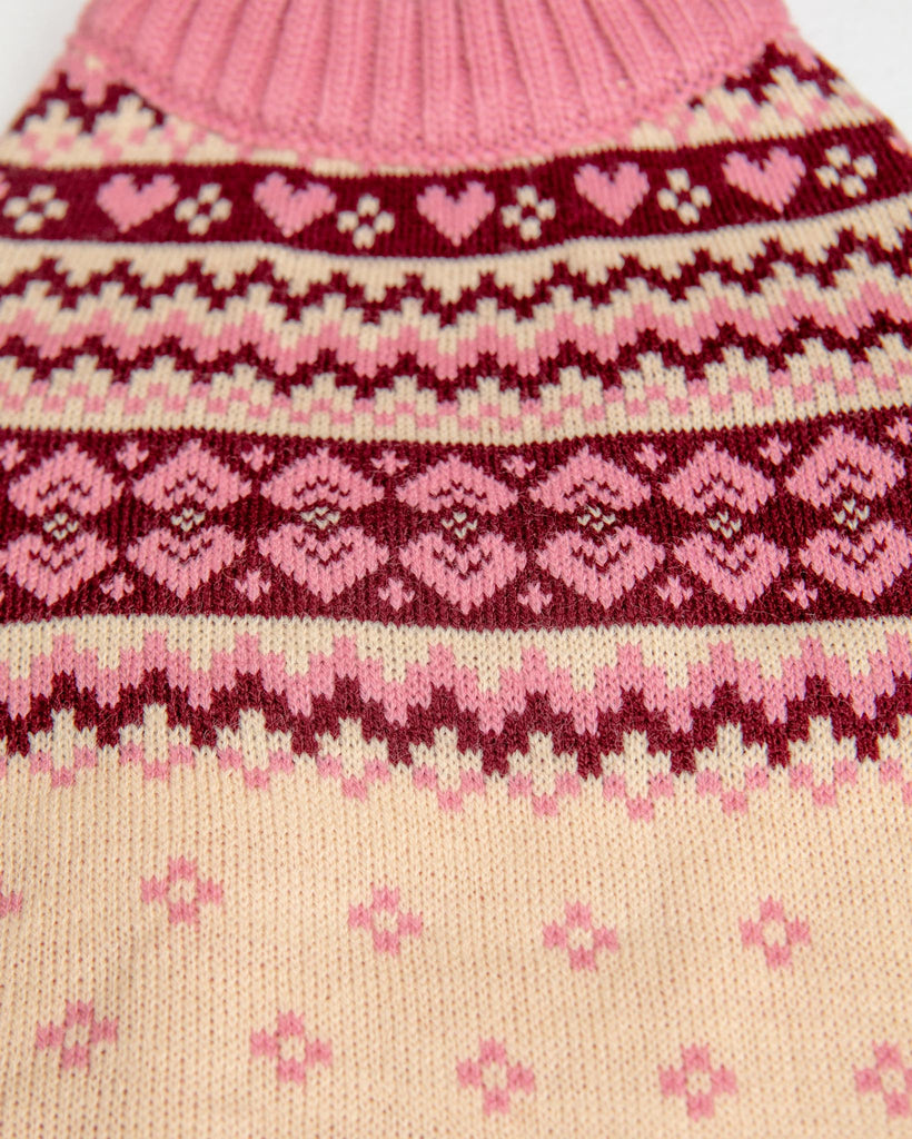 Hearts Fair Isle Dog Turtleneck Sweater