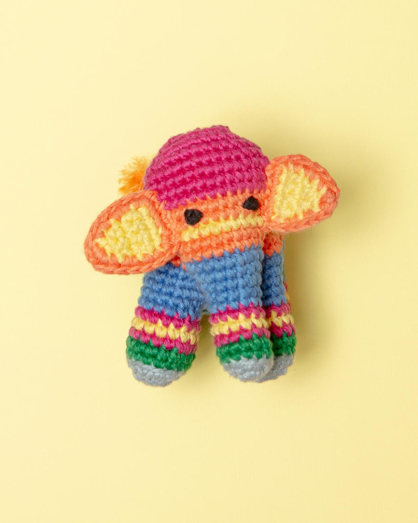 Cotton Crochet Striped Elephant Squeaky Toy for Dogs Play WARE OF THE DOG