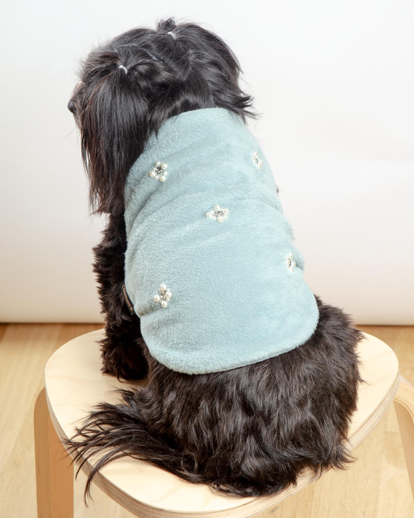 Embellished Fur Dog Vest in Soft Green (FINAL SALE) Wear MIMINKO   