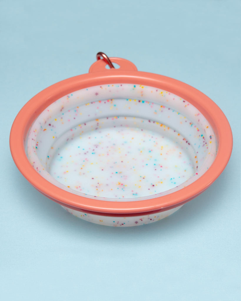 Collapsible Silicone Travel Bowl in Confetti dog bowl CORE HOME   