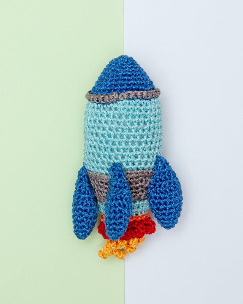 Rocket Ship Knit Organic Cotton Dog Toy PLAY KNIT KNACKS   