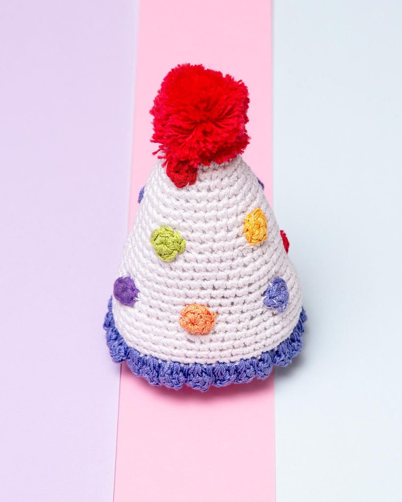 Birthday Hat Knit Organic Cotton Dog Toy PLAY KNIT KNACKS   