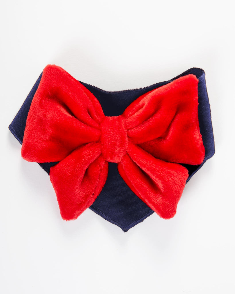 Red Velour Bow Dog Bandana Wear COLETTE ET GASTON   