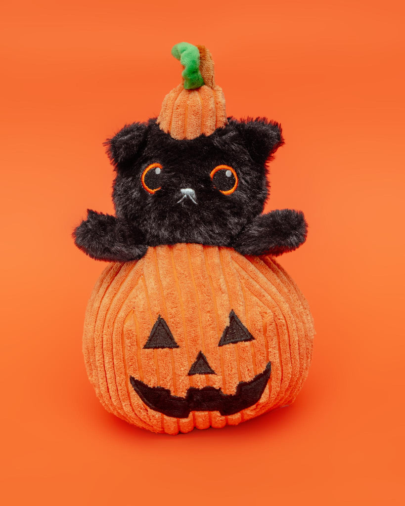 Cat-O-Lantern Pumpkin Cat Squeaky & Crinkle Plush Toy PLAY GIFTABLE WORLD   