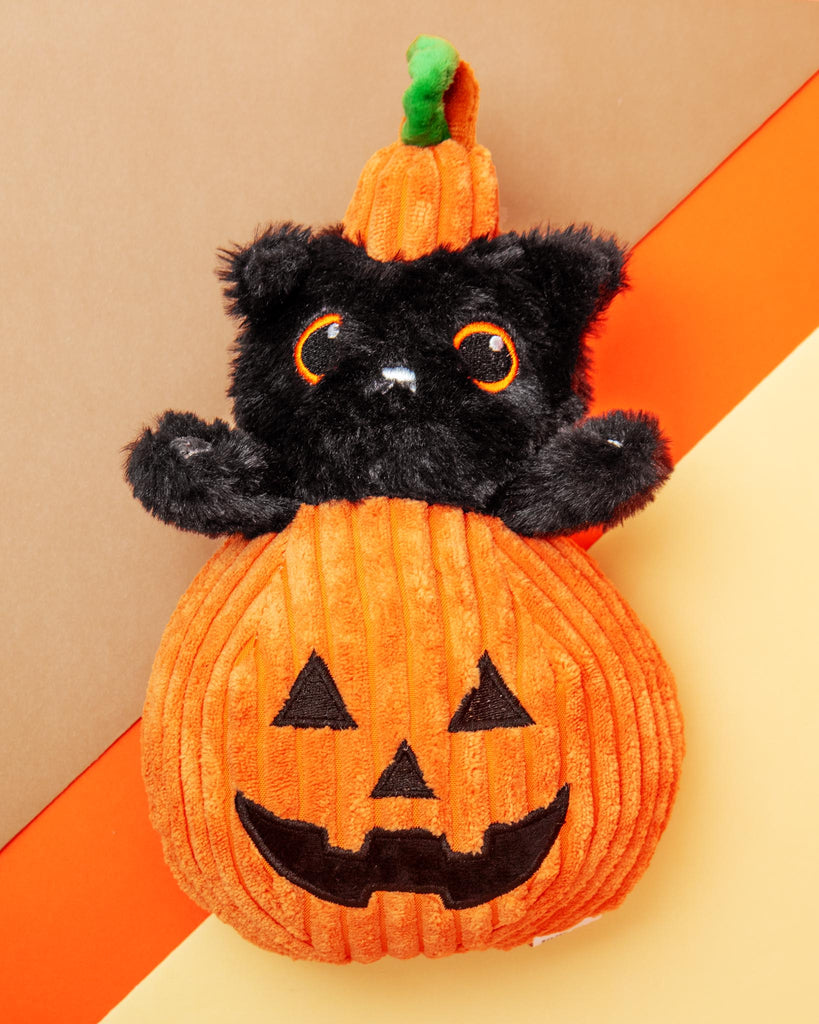 Cat-O-Lantern Pumpkin Cat Squeaky & Crinkle Plush Toy PLAY GIFTABLE WORLD   