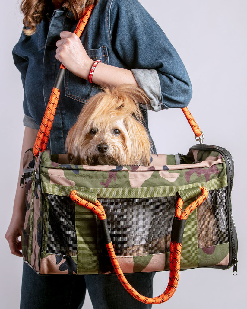 Out-Of-Office Airline Compliant Pet Carrier in Camo w/ Orange (Pro Edition) Carry ROVERLUND