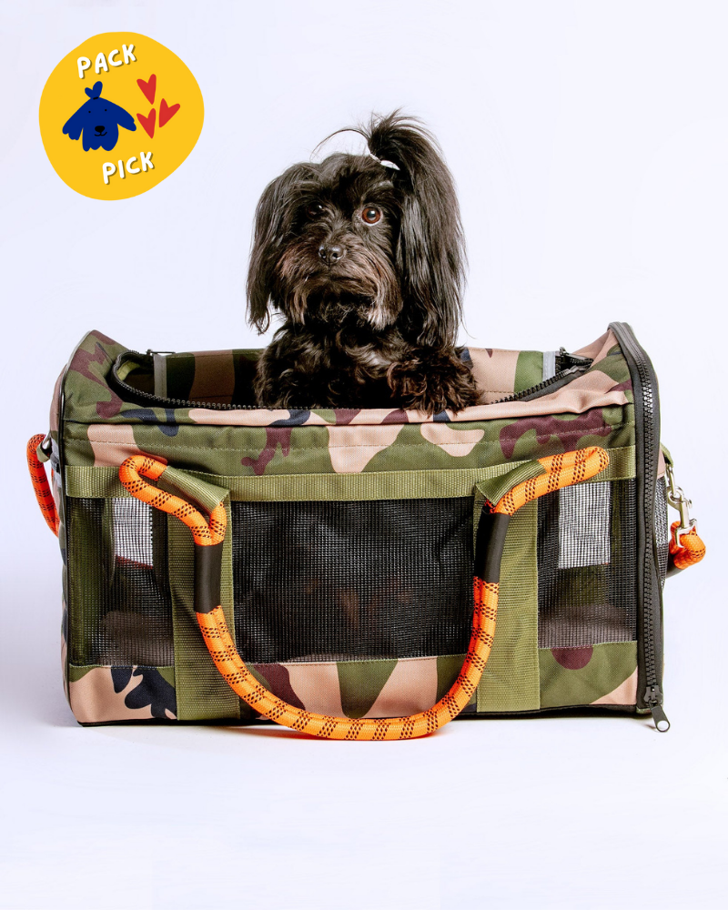 Out-Of-Office Airline Compliant Pet Carrier in Camo w/ Orange (Pro Edition) Carry ROVERLUND