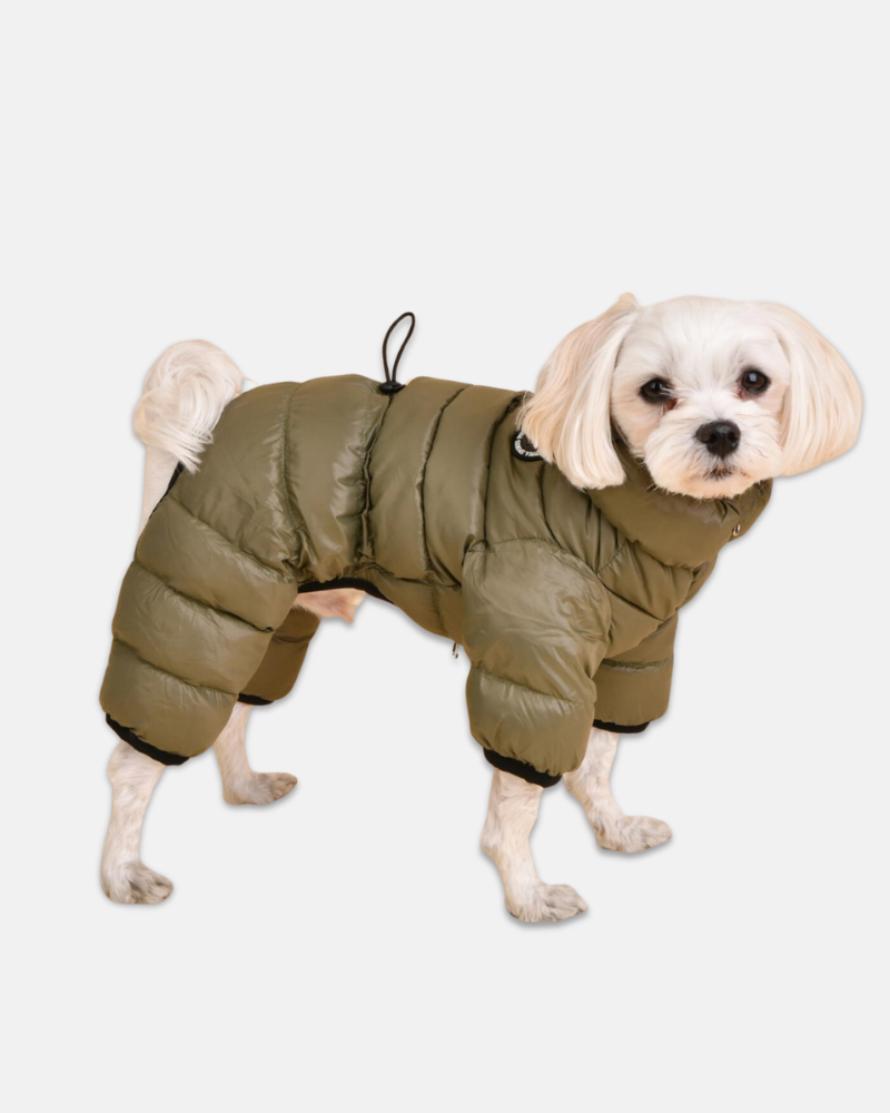 Ultra Light Insulated Winter Puffer Jumpsuit in Dark Khaki Wear PUPPIA   