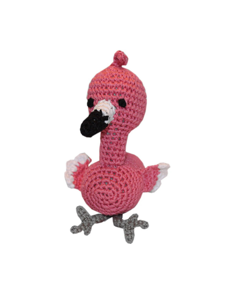 Fergie the Flamingo Organic Cotton Knit Dog Toy PLAY KNIT KNACKS