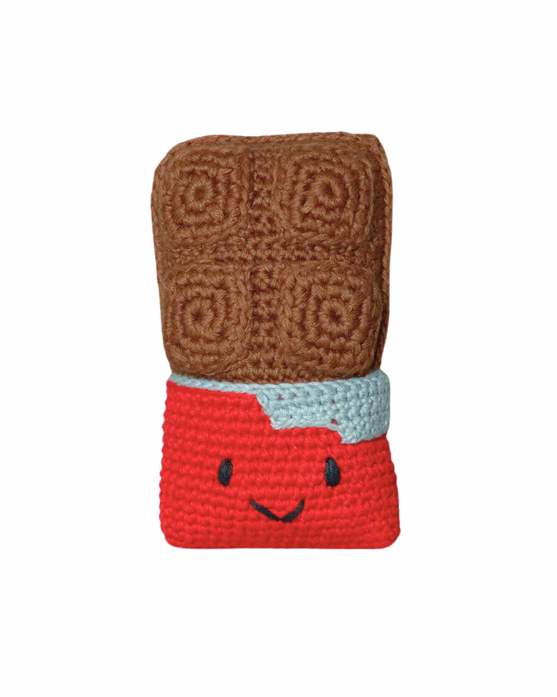 Cotton Crochet Chocolate Squeaky Dog Toy Play WARE OF THE DOG