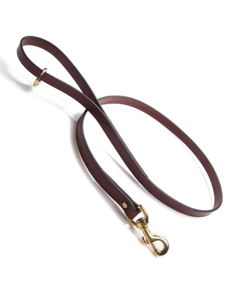 Leather Snap Dog Leash in Chestnut (4ft) (Made in the USA) WALK MENDOTA