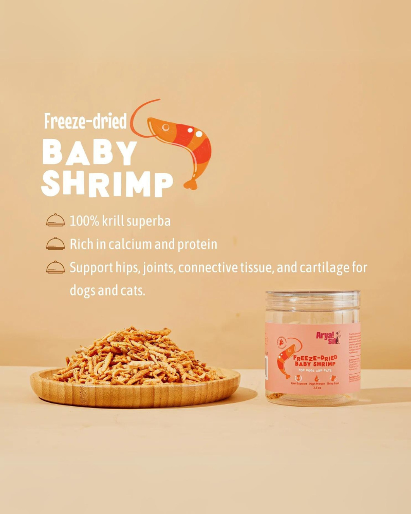 Freeze-Dried Baby Shrimp Treat for Dogs & Cats Eat ARYA SIT   