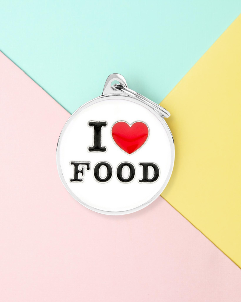 I Love Food! Custom Circle Pet ID Tag Wear MY FAMILY   