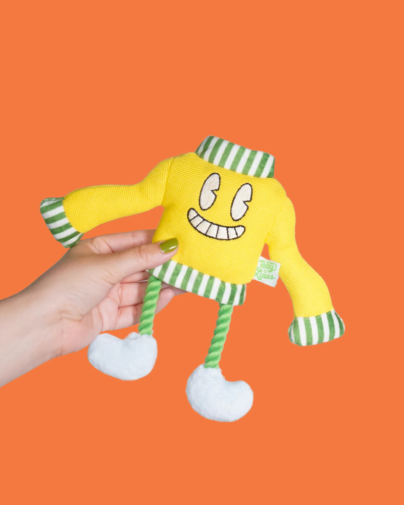 Sweater Guy Squeaky Dog Toy PLAY TOBY & LINUS