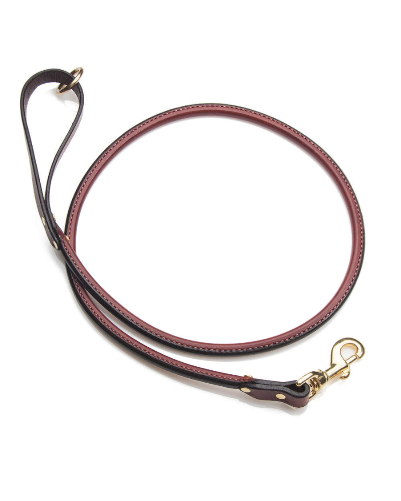 Rolled Leather Snap Dog Leash in Chestnut (4ft) (Made in the USA) WALK MENDOTA