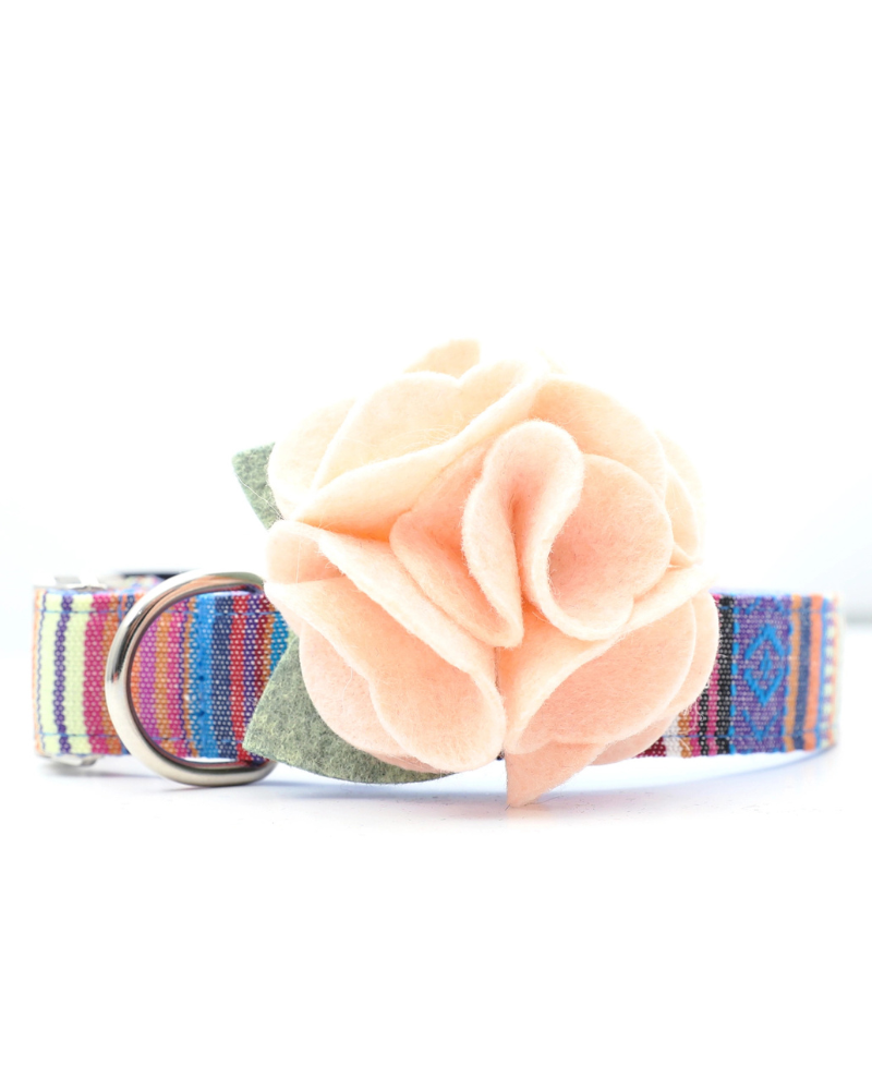 Hydrangea Flower Dog Collar Accessory in Wheat Fields (Made in the USA) Wear MIMI GREEN