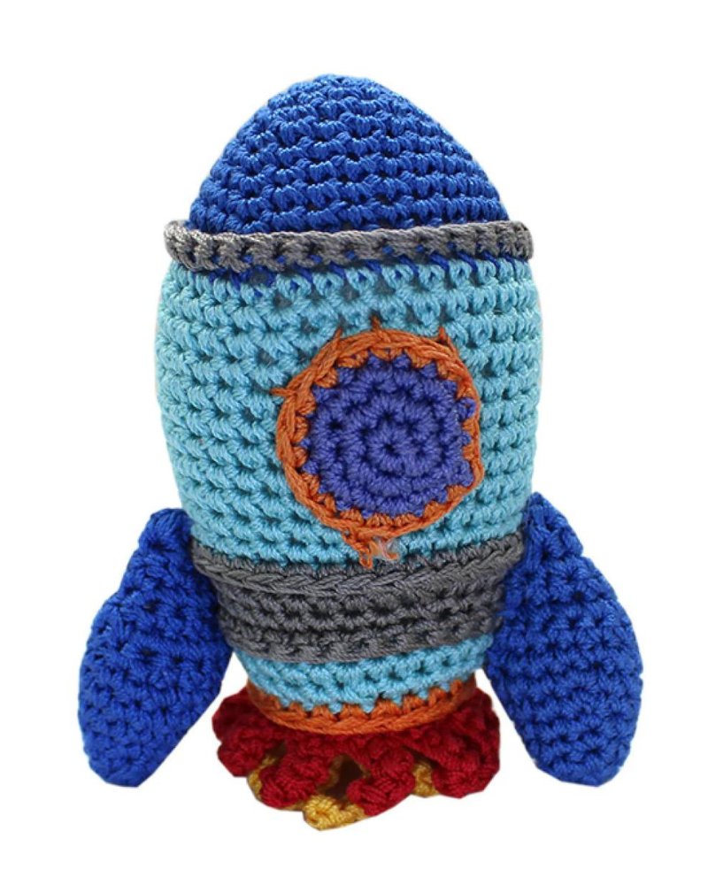 Rocket Ship Knit Organic Cotton Dog Toy PLAY KNIT KNACKS   