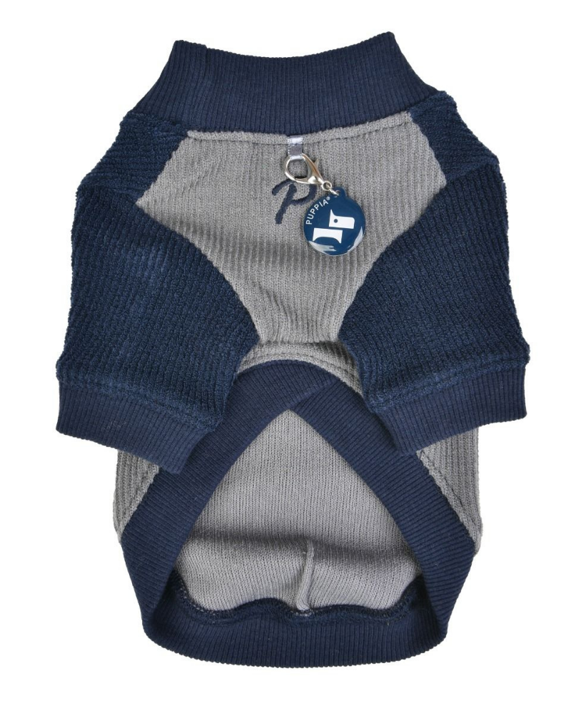 PUPPIA | Ribbed Mock Neck Pullover Dog Shirt in Navy | DOG & CO.