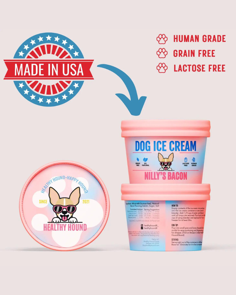 HEALTHY HOUND, Nilly's Bacon Human Grade Dog Ice Cream Mix (Lactose-Free)