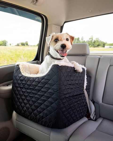 Dog Car Seat in Chocolate Faux Leather Comfortable Pet Car Carrier