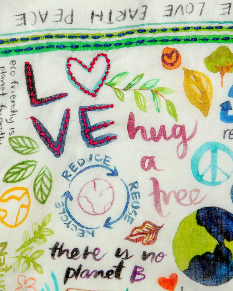 Peace, Love, Earth Embroidered Dog Bandana Accessories VISMAYA   