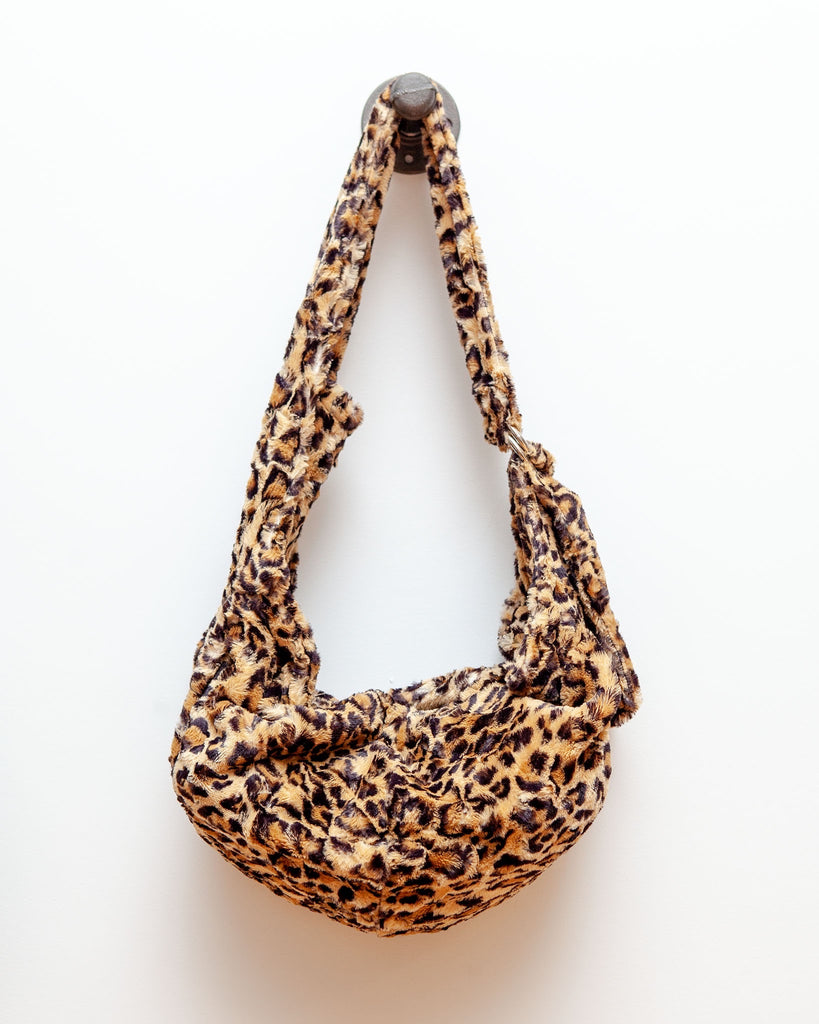 Women Faux Fur Leopard Print Tote Bag